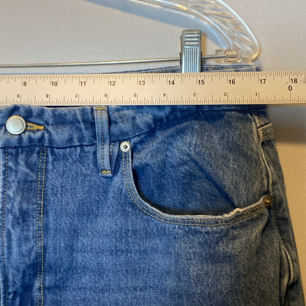 Good American Good Boy Straight Jeans Women’s 15 Blue Medium Wash Denim Slit Hem - Picture 13 of 17
